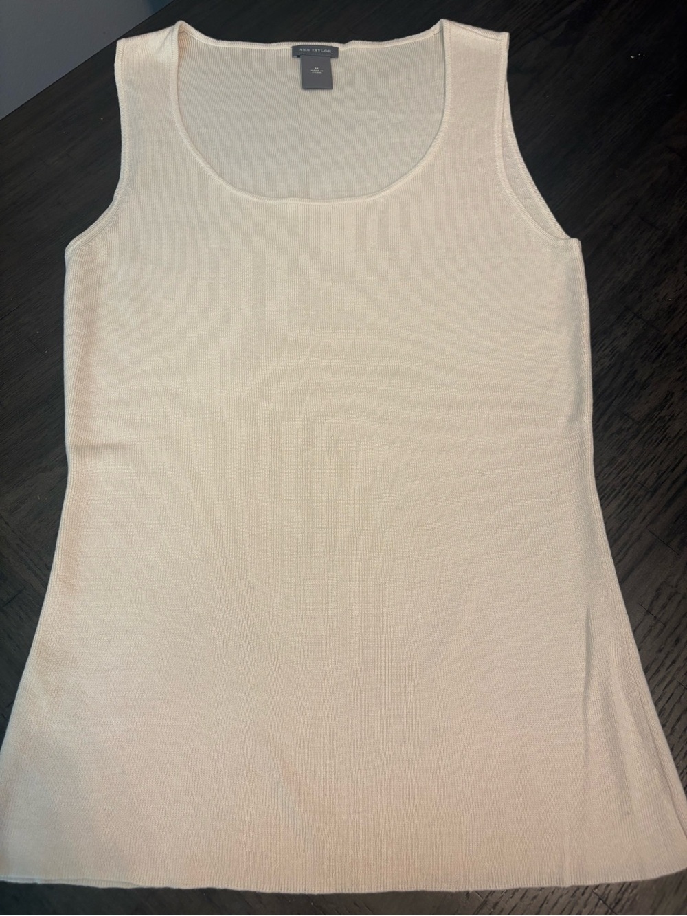 Ann Taylor Light Cream Scoop Tank Top. Silk cashmere blend